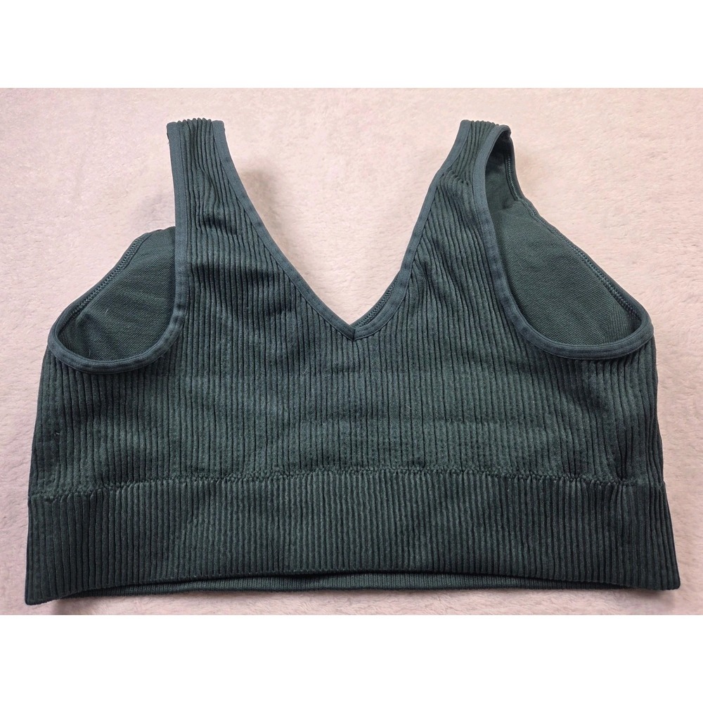 Aerie Real Good Ribbed Seamless Sports Bra Womens XL Green Athleisure Yoga Bra - Picture 4 of 9